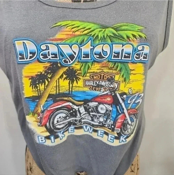 HARLEY Davidson Vintage "93" tie front cropped tank. Size Xlarge - Picture 5 of 6
